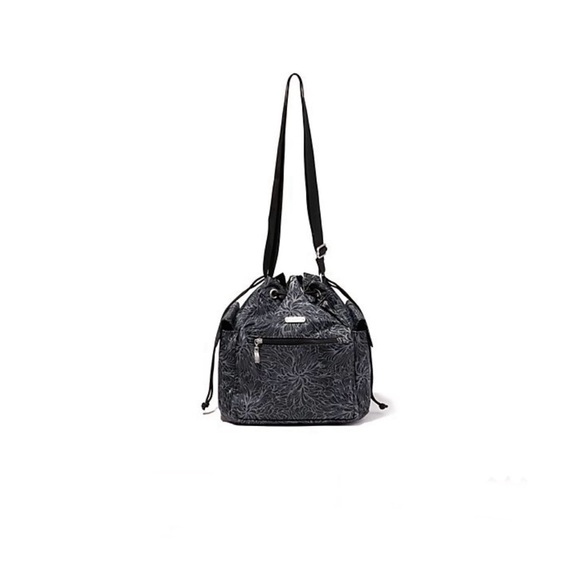 Baggallini Drawstring Bucket Crossbody Bag in Midnight Blossom - Picture 7 of 8